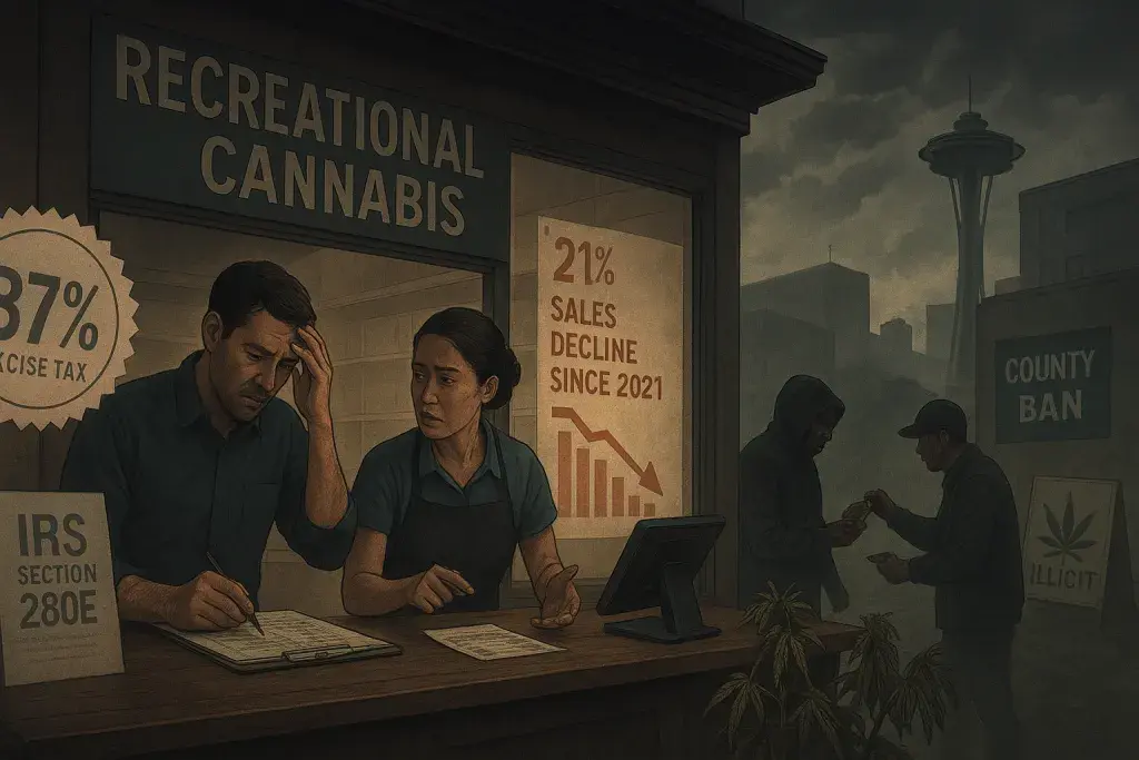 Washington Cannabis Sales Slide 21% as Tax Burden and Illicit Market Squeeze Licensed Retailers