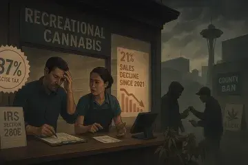 Washington Cannabis Sales Slide 21% as Tax Burden and Illicit Market Squeeze Licensed Retailers